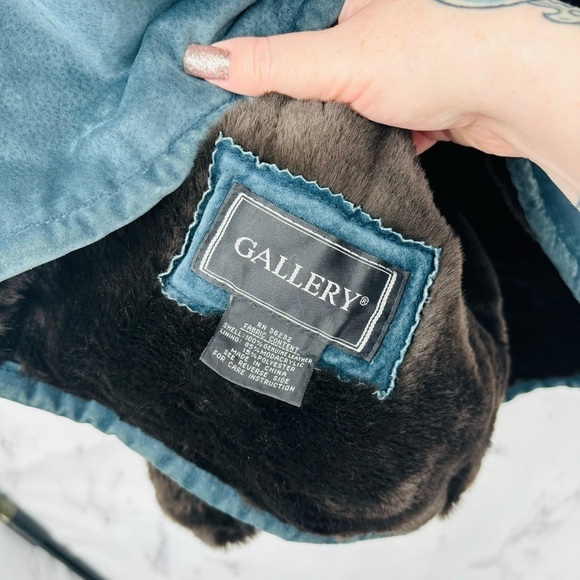 Gallery Genuine Leather Suede Vintage Faux Fur Coat - Picture 3 of 4